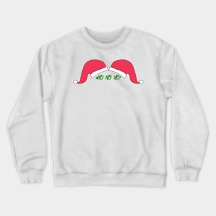 Santa Hat Mustache HO HO HO White Background Crewneck Sweatshirt